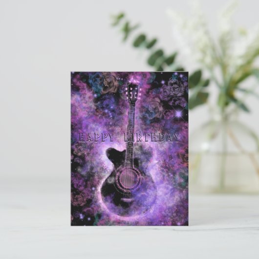 Happy Birthday Kaart Rock-'n-Roll-gitaarmuziek (Staand voorkant)