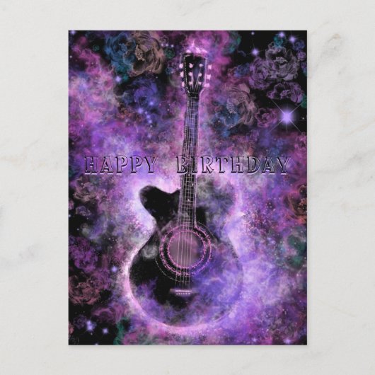 Happy Birthday Kaart Rock-'n-Roll-gitaarmuziek (Voorkant)