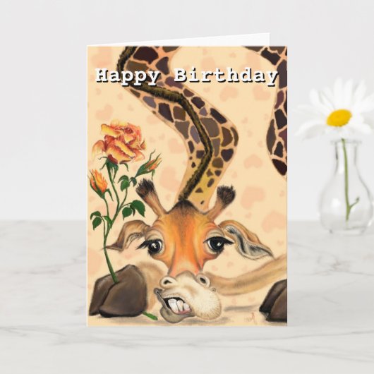 Happy Birthday Kaart Romantic Giraffe Funny (Kleine Plant)