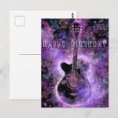 Happy Birthday-kaart Romantic Guitar Music Briefkaart (Voorkant / Achterkant)