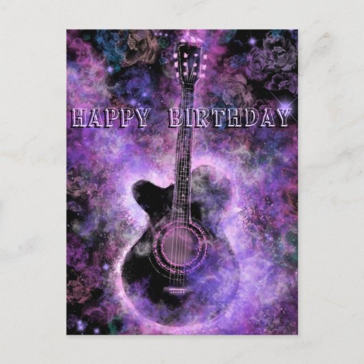 Happy Birthday-kaart Romantic Guitar Music Briefkaart (Voorkant)