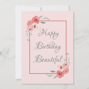 Happy Birthday Kaart Roze en White Floral