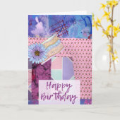 Happy Birthday Kaart Roze met een bloemencollage (Gele Bloem)