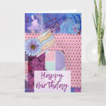 Happy Birthday Kaart Roze met een bloemencollage
