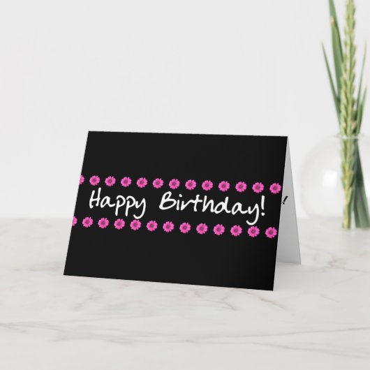 Happy Birthday Kaart Roze Mini Daisies (Voorkant)