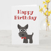 Happy Birthday Kaart Schotse Terriër Hond Blank (Gele Bloem)