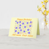 Happy Birthday Kaart Sister. naam toevoegen (Gele Bloem)