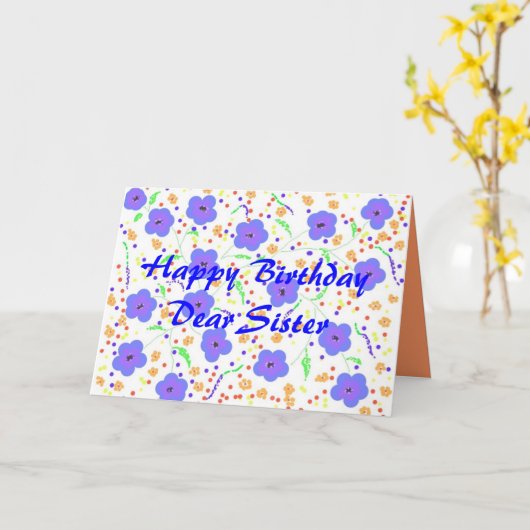 Happy Birthday Kaart Sister, persoonlijk (Gele Bloem)