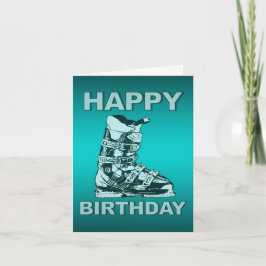 Happy Birthday Kaart Ski Boot Blue