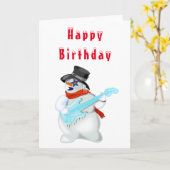 Happy Birthday Kaart Snowman Rock Guitar Music (Gele Bloem)