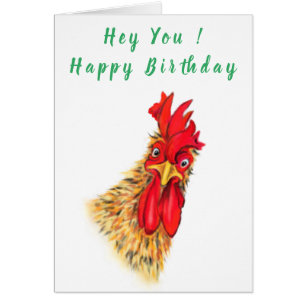 Happy Birthday Kaart Speful Curious Rooster Fun