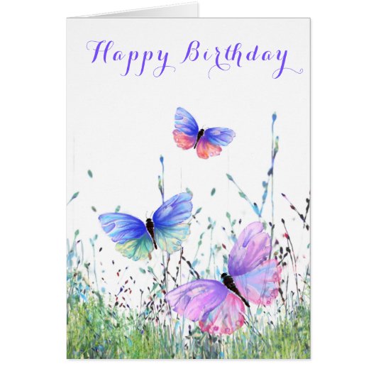 Happy Birthday Kaart Spring Colorful Butterflies (Voorkant)
