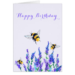 Happy Birthday Kaart Spring Flowers and bijen
