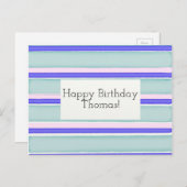  Happy Birthday Kaart strepen (Voorkant / Achterkant)