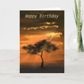 Happy Birthday Kaart Sunset Tree Sunbeams (Voorkant)