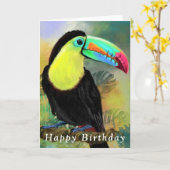 Happy Birthday Kaart Tropical Toco Toucan Bird (Gele Bloem)