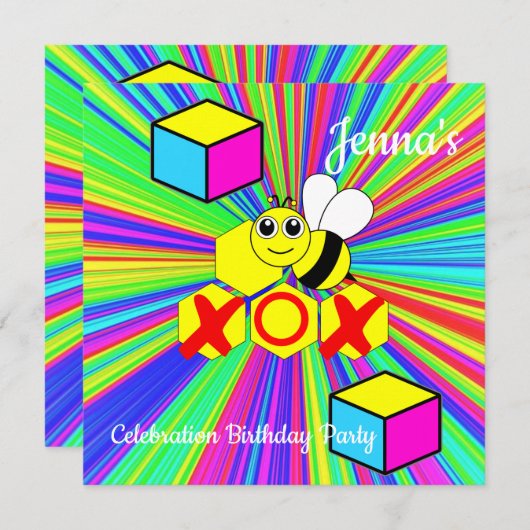 Happy Birthday Kaart Uitnodiging (Voorkant / Achterkant)