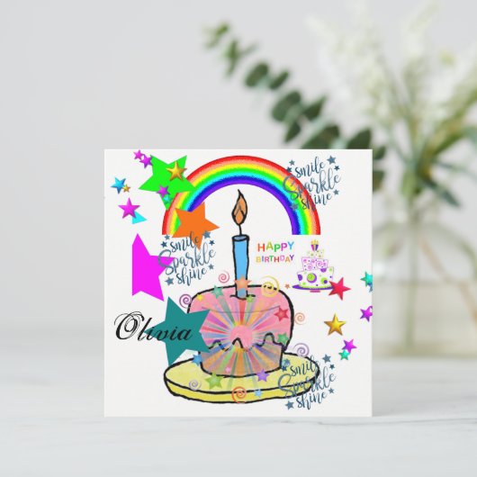 Happy Birthday Kaart Uitnodiging (Staand voorkant)