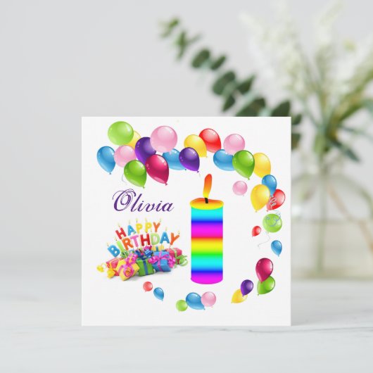 Happy Birthday Kaart Uitnodigingsballonnen (Staand voorkant)