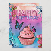 Happy Birthday Kaart (Vlinderthema) (Voorkant / Achterkant)