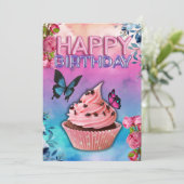Happy Birthday Kaart (Vlinderthema) (Staand voorkant)