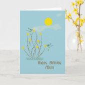 Happy Birthday Kaart voor mama met Hummingvogels (Gele Bloem)