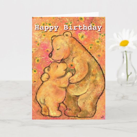 Happy Birthday - Kaart voor moeder en Baby Beer (Kleine Plant)
