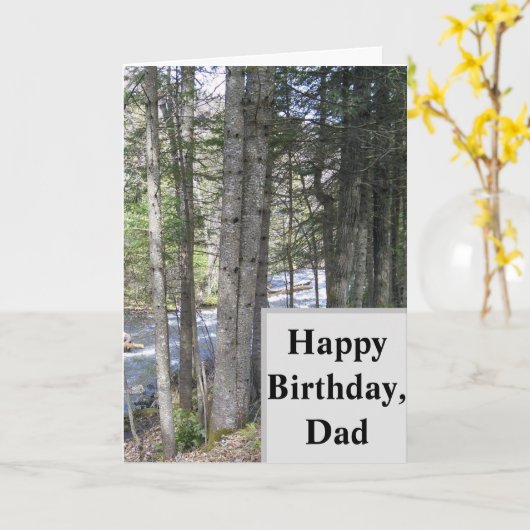 Happy Birthday Kaart voor papa. bos met beek (Gele Bloem)