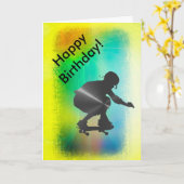 Happy Birthday Kaart voor Schaats Boarder (Gele Bloem)