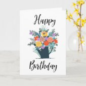Happy Birthday Kaart Watering Can (Gele Bloem)
