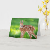 Happy Birthday Kaart White-Tailed Deer Fawn (Gele Bloem)