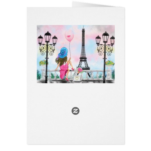 Happy Birthday Kaart Woman in Parijs (Achterkant)