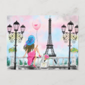 Happy Birthday Kaart Woman in Parijs - Eiffeltoren (Achterkant)