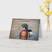 Happy Birthday Kaart Wood Duck (Gele Bloem)