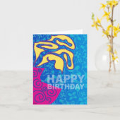 Happy Birthday Kaart Yellow Leaves Roze Vaas (Gele Bloem)