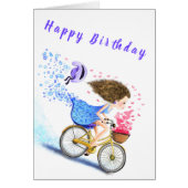 Happy Birthday Kaart Young Girl op een bord (Voorkant)