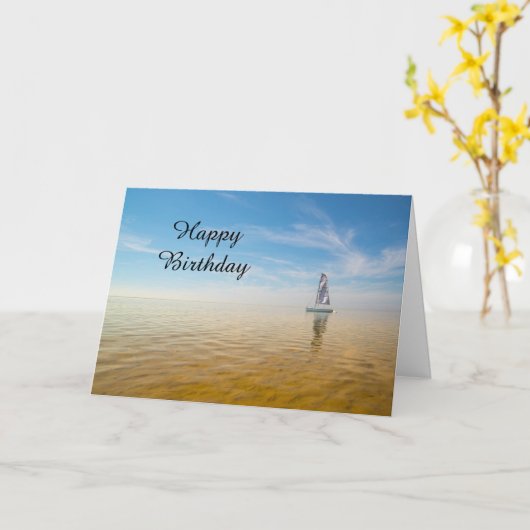 Happy Birthday Kaart Zeilplank Thema (Gele Bloem)