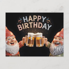 "Happy Birthday" Kabouters proosten bierpullen Briefkaart