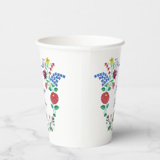 Happy Birthday Kalocsai Flower Folk Art Papieren Bekers (Rechts)