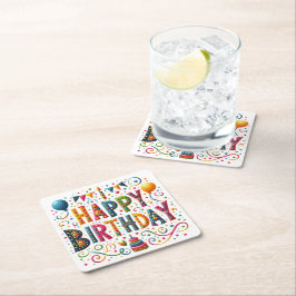 Happy Birthday Kartonnen Onderzetters