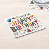 Happy Birthday Kartonnen Onderzetters (Schuin)