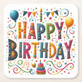 Happy Birthday Kartonnen Onderzetters (Voorkant)