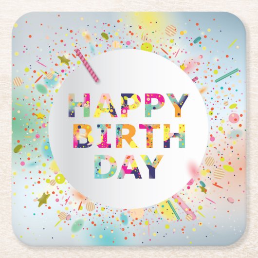 Happy Birthday Kartonnen Onderzetters (Voorkant)