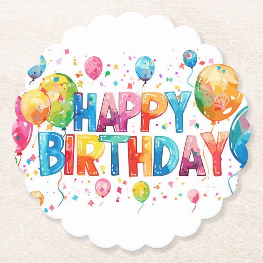 Happy Birthday Kartonnen Onderzetters (Voorkant)