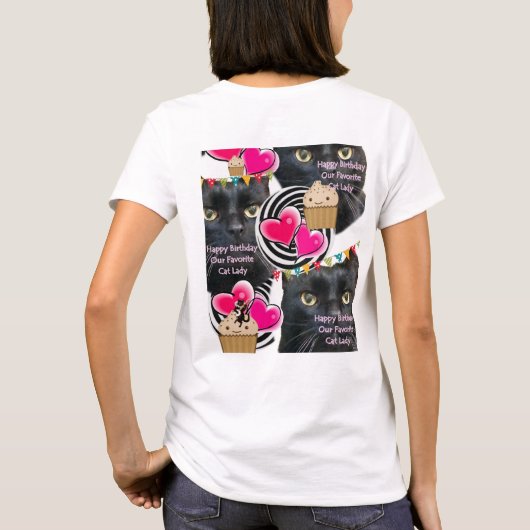 Happy Birthday Kat Dame T-shirt (Achterkant)