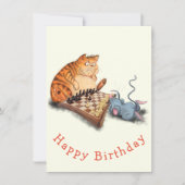 Happy Birthday - Kat en muis die Chess Funny spele (Voorkant)