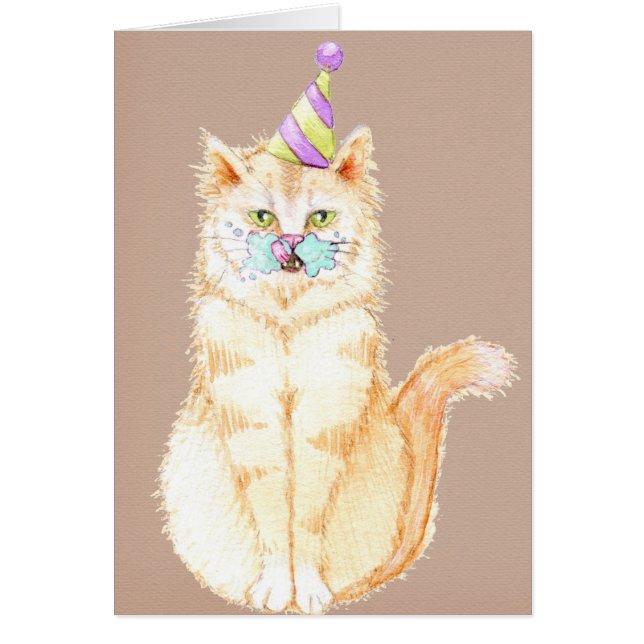 Happy Birthday | Kat met Cake Face (Voorkant)