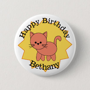 Happy Birthday Kat persoonlijk Ronde Button 5,7 Cm