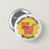 Happy Birthday Kat persoonlijk Ronde Button 5,7 Cm (Voorkant /achterkant)