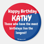 Happy Birthday KATHY Red/blue magnet (Voorkant)